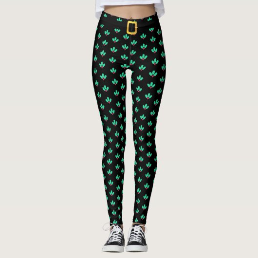 Collants à motif de baie de houx de Noël (Devant)