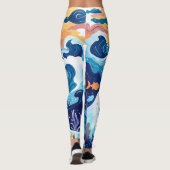 Collants à motif de vague de coucher de soleil océ (Dos)
