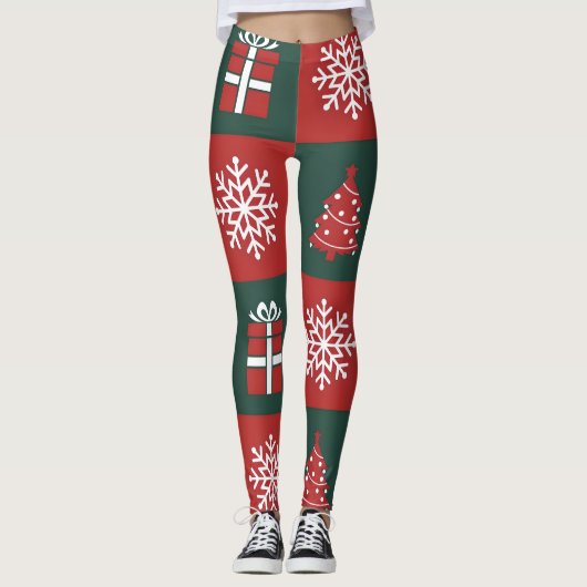 Collants à motif d'icônes de Noël modernes (Devant)