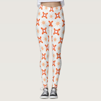 Collants à motif floral et cadre orange-rouge doux