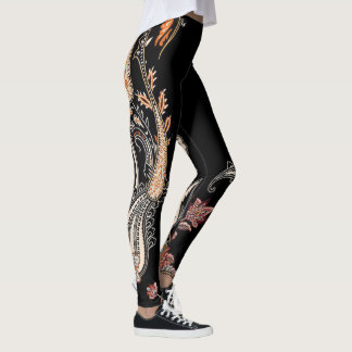 Collants à motif floral Paisley noir