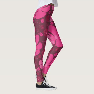 Collants à motif floral rose magenta vif