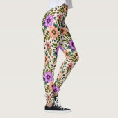 Collants à motif floral vibrant violet (Droite)