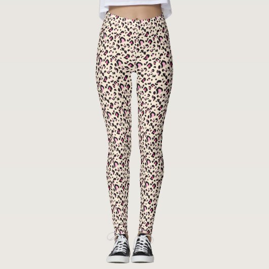 Collants à motif imprimé léopard rose chic (Devant)