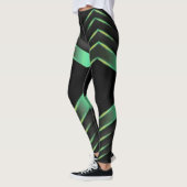 Collants à motif zigzag/chevron noir et vert (Gauche)