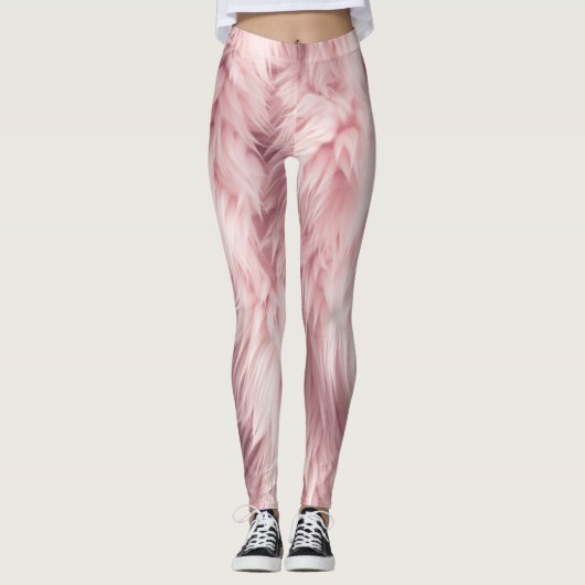 Collants à texture de fourrure douce rose (Devant)