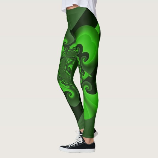 Collants à vague en spirale vert foncé et lime (Gauche)