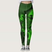 Collants à vague en spirale vert foncé et lime (Devant)
