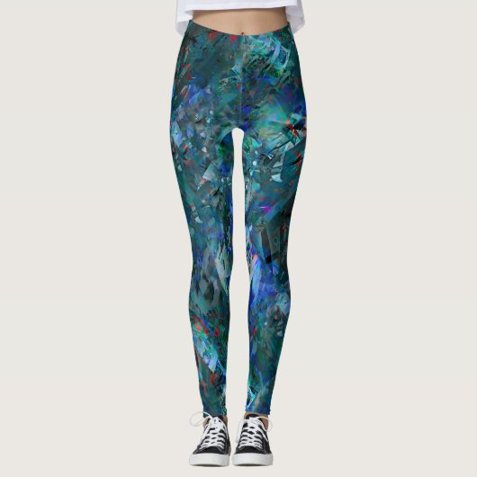 Collants abstraits Blue Ocean Flows - grand motif (Devant)