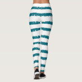 Collants abstraits rayés grunge sarcelle et blanc (Dos)