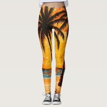 Collants Activewear Jaune Marron Paradis Tropical