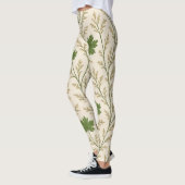 Collants aux feuilles vert foncé et crème (Gauche)