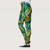 Collants avec des feuilles vertes vibrantes et col (Gauche)