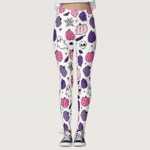 Collants blancs crâne citrouille Boo