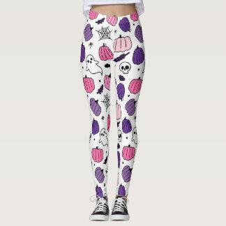 Collants blancs crâne citrouille Boo