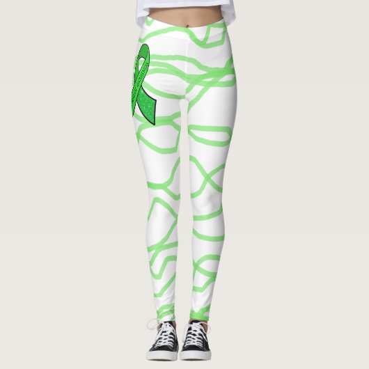 Collants blancs et vert citron ondulés Lyme (Devant)
