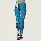 Collants bleu turquoise à vague abstraite (Dos)
