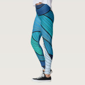 Collants bleu turquoise à vague abstraite (Gauche)
