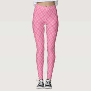 Collants carreaux roses affichés vue avant, portés