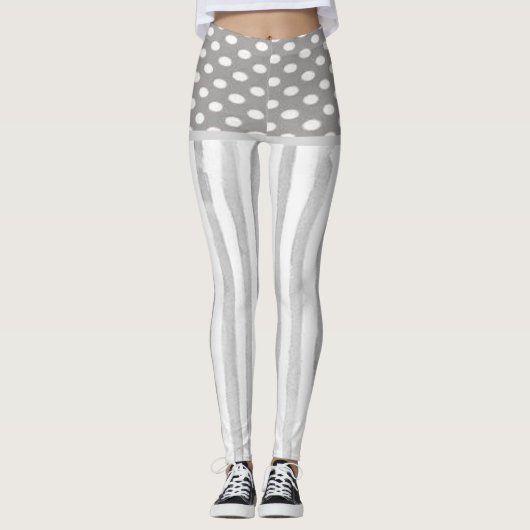 Collants Cercles Rayure Grise Blanche (Devant)