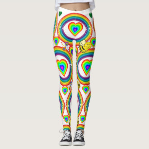 Collants coeurs abeille arc-en-ciel