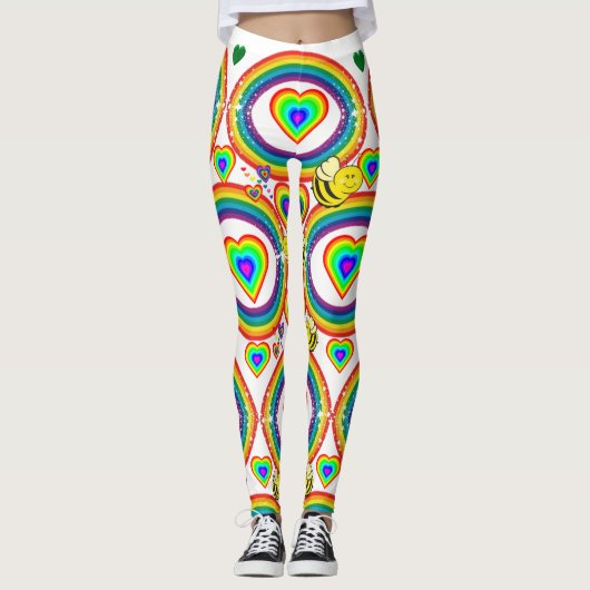 Collants coeurs abeille arc-en-ciel (Devant)