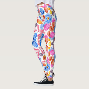 Collants colorés avec un motif floral vibrant