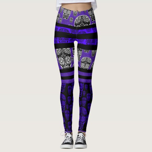 Collants Crâne Sucre Rayure Bleue (Devant)