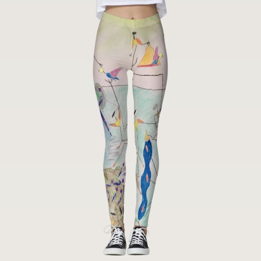 Collants d'art colorés "Récolte des oiseaux" (Devant)