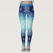 Collants de Noël Flocon de Neige Bleu (Devant)