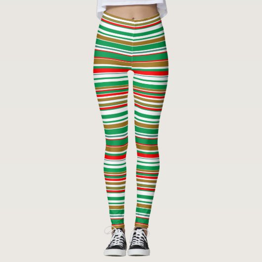 Collants de Noël rayés avec impression intégrale (Devant)