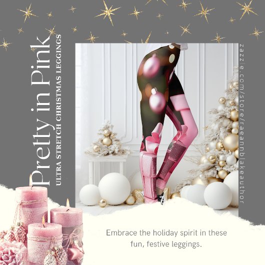 Collants de Noël rose vif