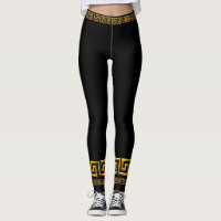 Collants de sport à clé grecque dorée