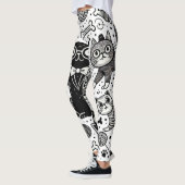 Collants drôles à motif de chat noir et blanc (Gauche)