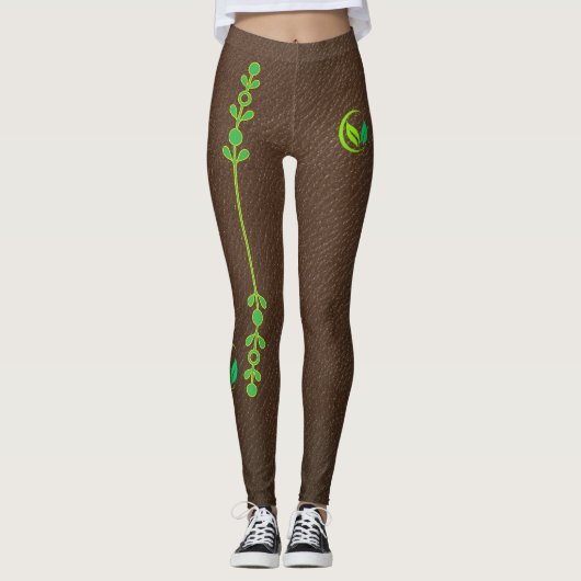 Collants élégants à texture de cuir terreuse (Devant)