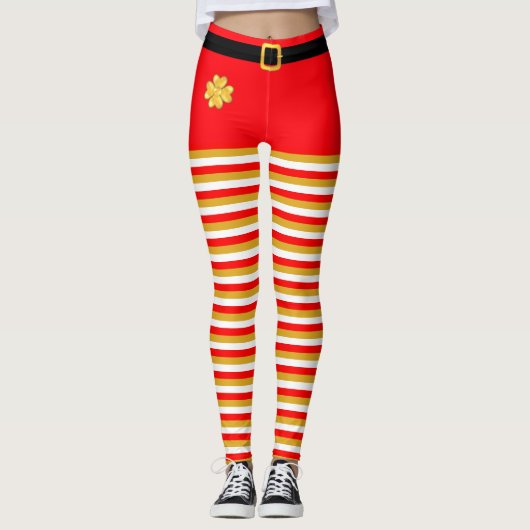 Collants élégants de Noël rayés Elfe (Devant)