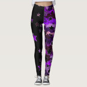 Collants étoile camouflage noir et violet (Devant)
