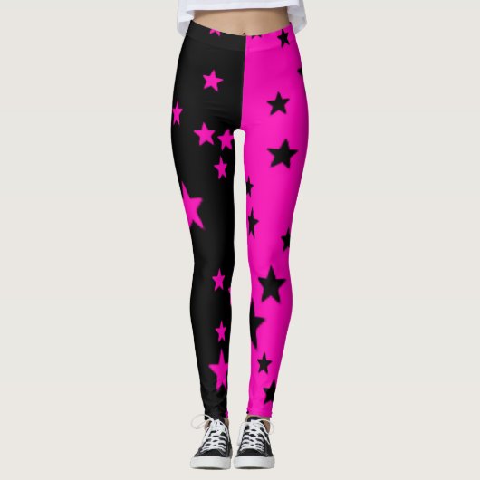 Collants étoile rose et noir (Devant)