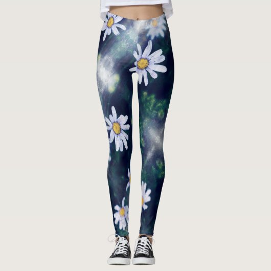 Collants Fleurs Jaunes Bleues Incroyables (Devant)