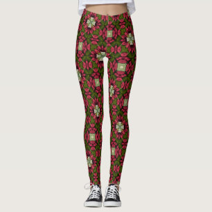 Collants Floral Kaleidoscope Rouge & Vert