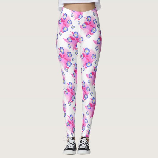 Collants Floraux Bleu Rose (Devant)