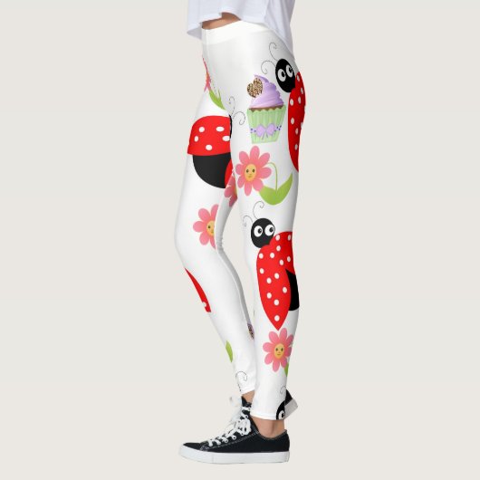 Collants floraux cupcake rouge coccinelle (Gauche)