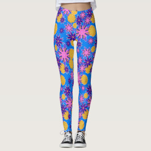 Collants floraux rose et jaune