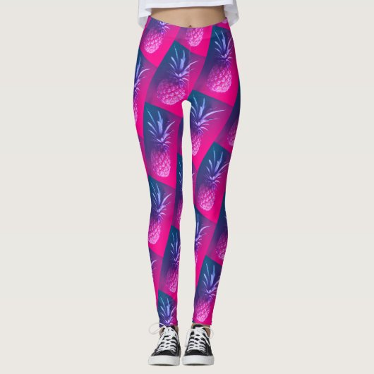 Collants Funky Rose Violet Délicieux Ananas (Devant)