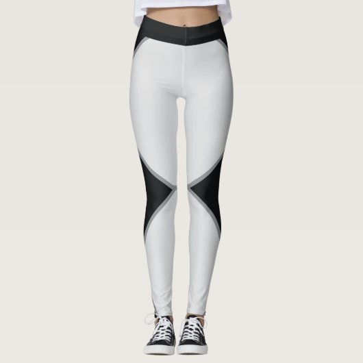 Collants géométriques abstraits noir et gris (Devant)