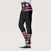 Collants graphiques noirs et roses audacieux (Gauche)