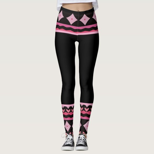 Collants graphiques noirs et roses audacieux (Devant)
