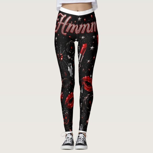 Collants Hmmm Red Lipstick Gothic Glam Halloween (Devant)