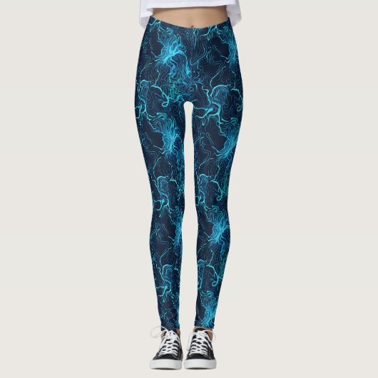 Collants imprimés abstraits bleu vibrant (Devant)