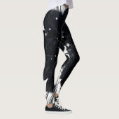 Collants Imprimés de Feuille de Palmier Noir et Bl (Droite)